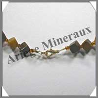 OEIL DE TIGRE - Collier Compos - Cubes 6 mm - 46 cm - C002