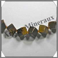 OEIL DE TIGRE - Collier Compos - Cubes 8 mm et Perles 6 mm en dgrad - 45 cm - C002