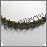 OEIL DE TIGRE - Collier Compos - Disques 10 mm et Cylindres 4x6 mm en dgrad - 41 cm - C002