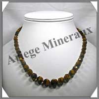 OEIL DE TIGRE - Collier Perles Facetes 4  12 mm en dgrad - 45 cm - A001