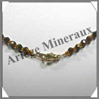 OEIL DE TIGRE - Collier Perles Facetes 4  12 mm en dgrad - 45 cm - A001