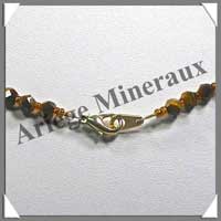 OEIL DE TIGRE - Collier Perles Facetes 4  12 mm en dgrad - 43 cm - A003