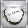 OEIL DE TIGRE - Collier Perles Facetes 4  12 mm en dgrad - 43 cm - A004 Afrique du Sud