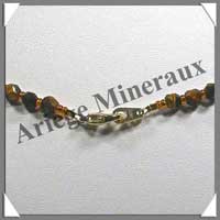 OEIL DE TIGRE - Collier Perles Facetes 4  12 mm en dgrad - 44 cm - A005