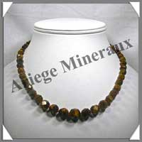 OEIL DE TIGRE - Collier Perles Facetes 4  12 mm en dgrad - 44 cm - A006