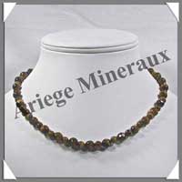 OEIL DE TIGRE - Collier Perles Facetes 6 et 8 mm alternes - 44 cm - A001