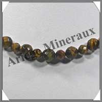OEIL DE TIGRE - Collier Perles Facetes 6 et 8 mm alternes - 44 cm - A001