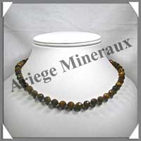 OEIL DE TIGRE - Collier Perles Facetes 8 mm - 43 cm - A002
