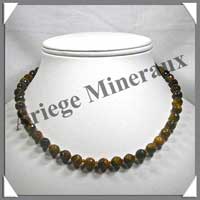 OEIL DE TIGRE - Collier Perles Facetes 8 mm - 43 cm - A004