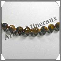 OEIL DE TIGRE - Collier Perles Facetes 8 mm - 43 cm - A004