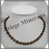 OEIL DE TIGRE - Collier Compos - Olives Ciseles 12x8 mm et Perles Ciseles 8 mm alternes - 45 cm - C001 Afrique du Sud