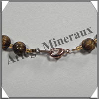 OEIL DE TIGRE - Collier Compos - Olives Ciseles 12x8 mm et Perles Ciseles 8 mm alternes - 45 cm - C001