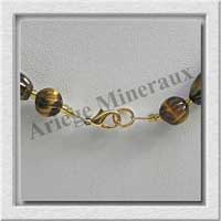 OEIL DE TIGRE - Collier Compos - Olives Ciseles 12x8 mm et Perles Ciseles 8 mm alternes - 47 cm - C006