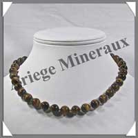 OEIL DE TIGRE - Collier Perles 10 mm - 43 cm - A005