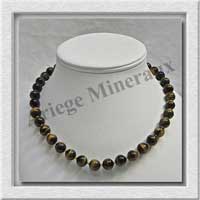 OEIL DE TIGRE - Collier Perles 10 mm - 43 cm - A008