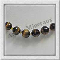 OEIL DE TIGRE - Collier Perles 10 mm - 43 cm - A008