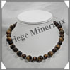 OEIL DE TIGRE - Collier Perles 10 et 12 mm en altern - 44 cm - C001 Afrique du Sud