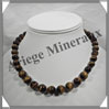 OEIL DE TIGRE - Collier Perles 10 et 12 mm en altern - 43 cm - C002 Afrique du Sud