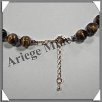 OEIL DE TIGRE - Collier Perles 10 et 12 mm en altern - 43 cm - C002