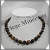 OEIL DE TIGRE - Collier Perles 10 et 12 mm en altern - 43 cm - C003 Afrique du Sud