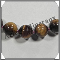 OEIL DE TIGRE - Collier Perles 10 et 12 mm en altern - 43 cm - C003