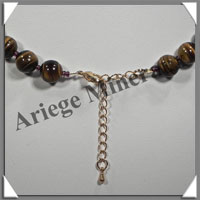 OEIL DE TIGRE - Collier Perles 10 et 12 mm en altern - 43 cm - C003