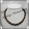 OEIL DE TIGRE - Collier Perles 10 et 12 mm en altern - 43 cm - C004 Afrique du Sud