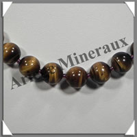 OEIL DE TIGRE - Collier Perles 10 et 12 mm en altern - 43 cm - C004