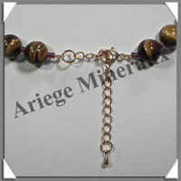 OEIL DE TIGRE - Collier Perles 10 et 12 mm en altern - 43 cm - C004