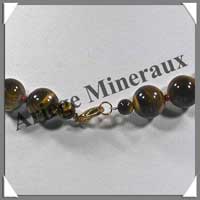 OEIL DE TIGRE - Collier Perles 12 mm - 45 cm - A001