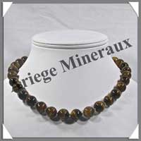 OEIL DE TIGRE - Collier Perles 12 mm - 43 cm - A002