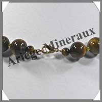 OEIL DE TIGRE - Collier Perles 12 mm - 43 cm - A002