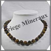 OEIL DE TIGRE - Collier Perles 12 mm - 45 cm - A003