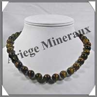 OEIL DE TIGRE - Collier Perles 12 mm - 46 cm - A004