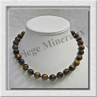 OEIL DE TIGRE - Collier Perles 12 mm - 44 cm - A005