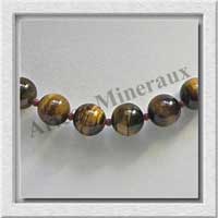 OEIL DE TIGRE - Collier Perles 12 mm - 43 cm - A006