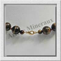 OEIL DE TIGRE - Collier Perles 12 mm - 43 cm - A006