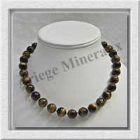 OEIL DE TIGRE - Collier Perles 12 mm - 44cm - A008