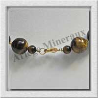 OEIL DE TIGRE - Collier Perles 12 mm - 44cm - A008