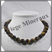OEIL DE TIGRE - Collier Perles 14 mm - 45 cm - M002