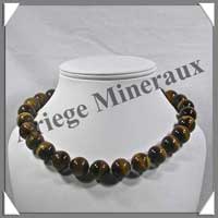 OEIL DE TIGRE - Collier Perles 16 mm - 46 cm - M001
