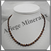 OEIL DE TIGRE - Collier Perles 4 et 6 mm en dgrad - 43 cm - C001