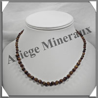 OEIL DE TIGRE - Collier Perles 4 et 6 mm en dgrad - 43 cm - C002