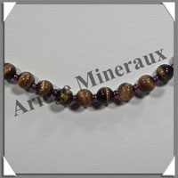 OEIL DE TIGRE - Collier Perles 4 et 6 mm en dgrad - 43 cm - C002