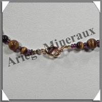 OEIL DE TIGRE - Collier Perles 4 et 6 mm en altern - 43 cm - C003