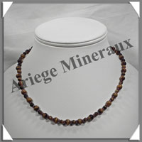 OEIL DE TIGRE - Collier Perles 4 et 6 mm en altern - 43 cm - C004