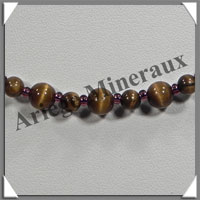 OEIL DE TIGRE - Collier Perles 4 et 6 mm en altern - 43 cm - C004