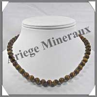 OEIL DE TIGRE - Collier Perles 8 mm - 43 cm - M002