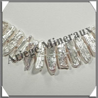 PERLES BLANCHES - Collier Perles Plates - 45 cm - N002