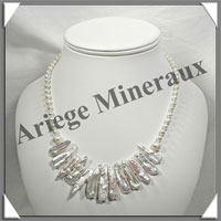 PERLES BLANCHES - Collier Perles Plates - 46 cm - N003